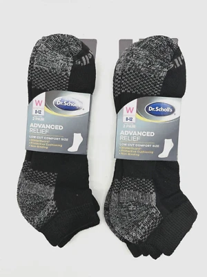 NUEVO 4 PARES DR SCHOLL'S MUJER ALIVIO AVANZADO CORTE BAJO GRANDE NO ENCUADERNADO NEGRO Foto 1 de 3