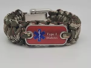 Pulsera de supervivencia paracord alerta de conciencia médica tipo 1 talla múltiple - Imagen 1 de 5