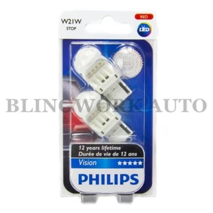 PHILIPS Vision RED LED Brake Light W21W 7440 T20 12838REDB2 SINGLE BRIGHTNESS - Picture 1 of 8