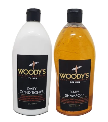 WOODY'S Champú y Acondicionador Diario para Hombres Cabello Normal a Graso 32Oz Paquete de 2 Foto 1 de 4