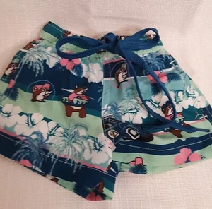 Buc-ees Surfboard, Trucks, Beaver Print Boys Size 3-6 Months Swim Trunks Shorts - Picture 1 of 7