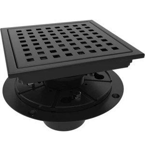 WEBANG Mattschwarz 6" Quadratisch Dusche Bodenablauf mit Flansch, Quadrato Muster - Bild 1 von 8