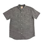 Levi's Western Shirt Grey Mens XL Red Tab Cotton Short Sleeve Button Up