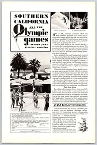 1932 Print Ad Southern California & the Olympic Games Means Greatest Vacation - Picture 1 of 1
