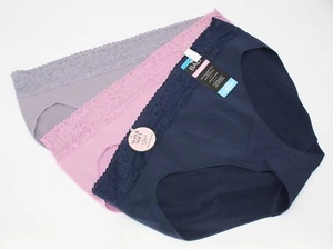 New set of 3 BALI COOL comfort HI CUTS dfmlh3 seamless lace LILAC PINK NAVY 2XL - Picture 1 of 6
