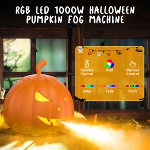 1000W RGB 6 LED Pumpkin Fog Machine Halloween-Spooky Decor w/ Remote Control - Picture 1 of 9