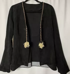 ZUT Bickens Handmade Suede Jacket Women 10 Embroidered Western Open Front Tassel - Picture 1 of 12