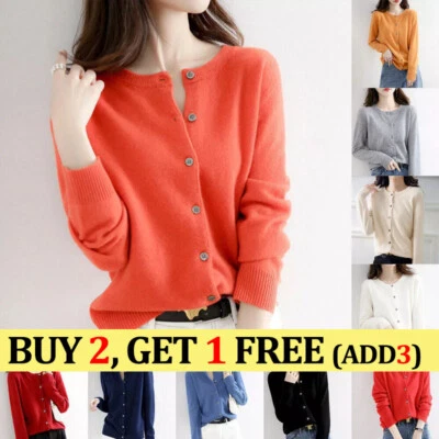 Womens Cardigan Soft Long Sleeve Size 6-18 Spring Autumn Ladies Knitted Top Gift - Image 1 of 4