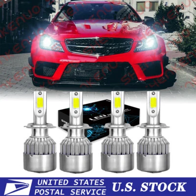 For Mercedes-Benz C250 C300 C350 4x 6000K LED Headlight Kit High &Low Beam Bulbs - Image 1 of 4