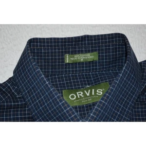 Orvis Country Dress Shirt Mens Size Medium Classic Blue Plaids Cotton - Picture 1 of 5