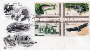 #1430a 1971 #1430a bloque de conservación de vida silvestre de 4 FDC con caché de artesanía artística ¡Gema entre otros! - Imagen 1 de 1