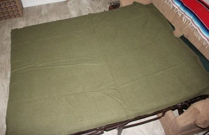 Peerless Woolen Mill Military Wool Blanket Green Vintage Authentic 1957 64"x80" - Picture 1 of 10