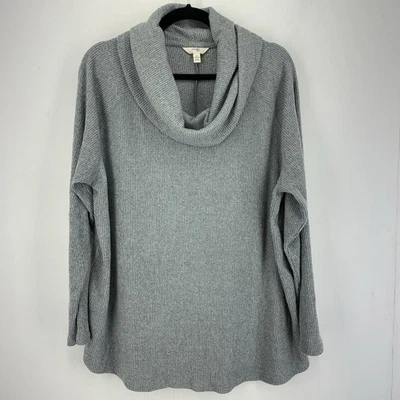 Suéter Pullover Terra Sky Para Mujer Cuello Capucha Relajado Gris Acanalado Tejido Elástico Foto 1 de 4