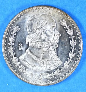 1957 Mexico 1 Peso Uncirculated Mexico City Mint 10% Silver - Picture 1 of 2