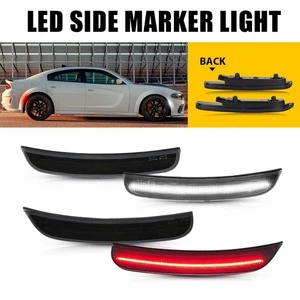 Smoked 2*White 2*Red LED Bumper Side Marker Lights For 2015-2022 Dodge Charger - Picture 1 of 21