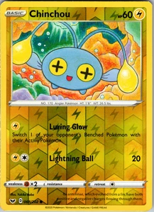 Chinchou Reverse Holo 068/202 SWSH01: Sword & Shield Base Set Common - NM - Picture 1 of 2