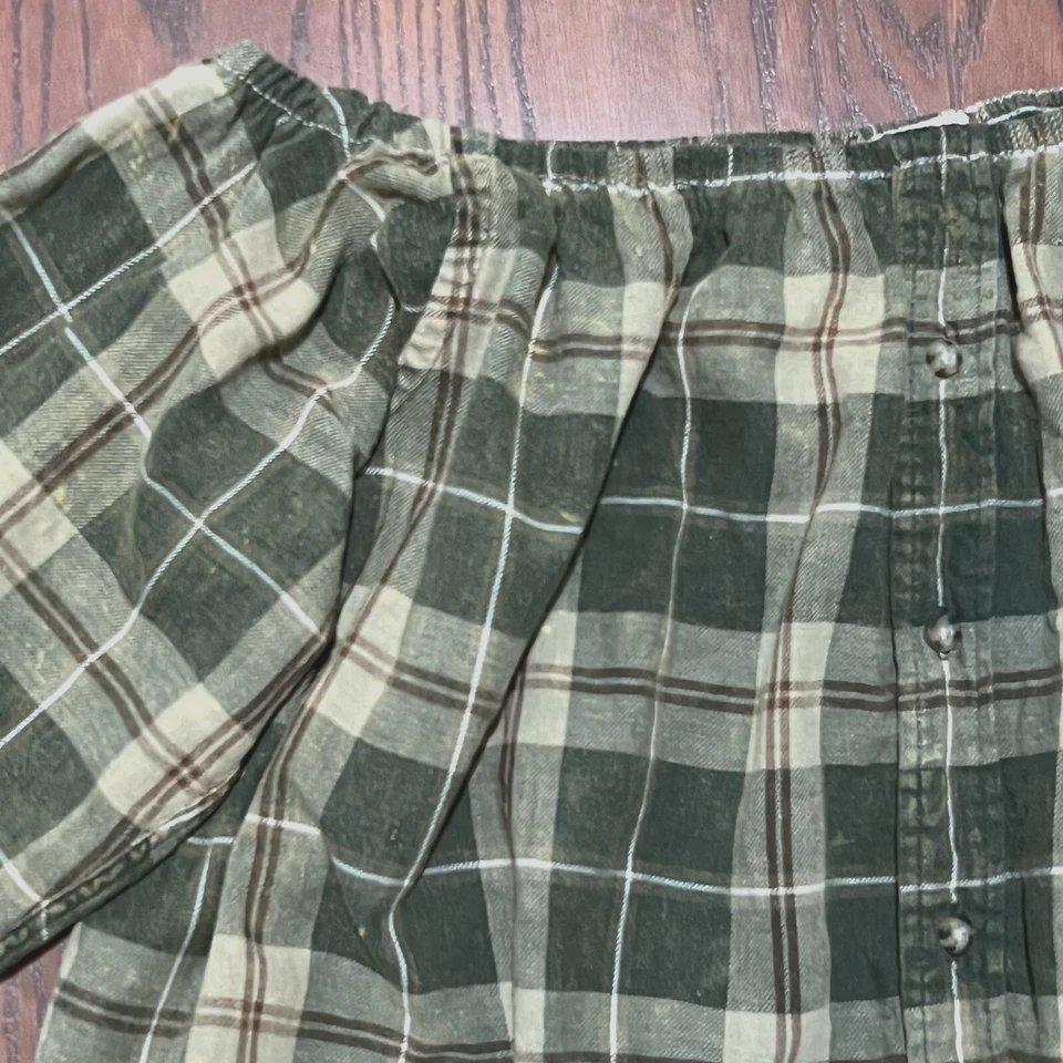 Top oscilante Urban Renewal Boho para mujer de franela a cuadros con hombros descubiertos manga 3/4 talla M/L Foto 1 de 4