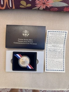 2004 Commemorative Thomas Alva Edison Silver Proof Coin w/ COA and Original Box - Picture 1 of 5