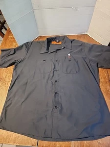 Lucky 13 Shirt Mens 2XL Gray Graphic Print Red Kap Rockabilly Ace Card Pinup EUC - Picture 1 of 7