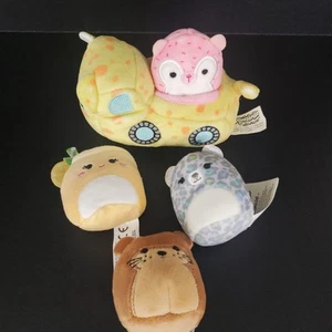 Squishmallow Squishville Mini Plush Lot Of 5 - 4 Squish, 1 Soft Car  - Picture 1 of 6