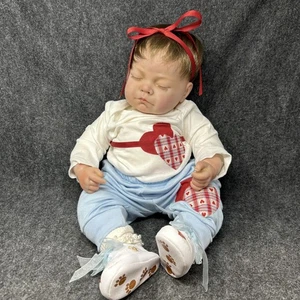 Vintage Reborn Baby Puppe gewichteter Stoffkörper gemarkt Berjusa Made in Spai FEHLER - Bild 1 von 16