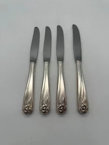 Set of 4 1847 Rogers Bros Daffodil Silver Plate Dinner Knives - Picture 1 of 6
