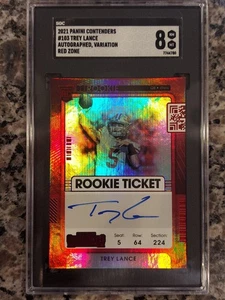 2021 CONTENDERS VAR-AUTO-RED ZONE #103 TREY LANCE SGC 8 VARIATION SSP - Picture 1 of 2