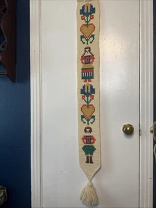 Norwegischer skandinavischer handgewebter Wollglockenzug Volkskunst Wandbehang Wandteppich - Bild 1 von 8