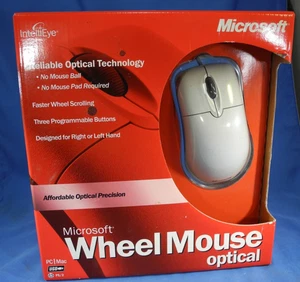 Vintage 2001 Microsoft Wheel Mouse Optical - White - Model X08-40764 New Sealed - Picture 1 of 12