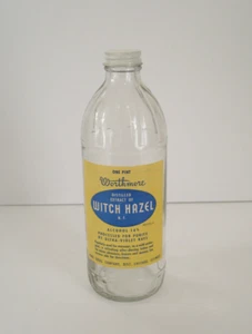 Vintage Worthmore Witch Hazel One Pint Bottle EMPTY Home Drug Company - Picture 1 of 10