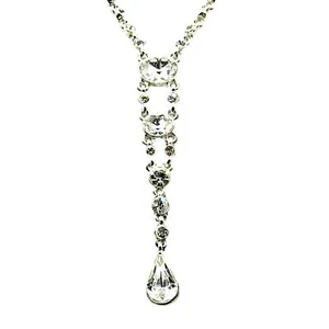 Rare Givenchy Crystal Tear Drop Necklace 16" Runway Signed Rhodium Plated HTF - Picture 1 of 18