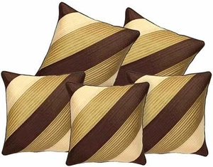 Geometric Design Synthetic Cushion Cover 16x16-inch Set of 5 Brown and Gold US - Picture 1 of 3