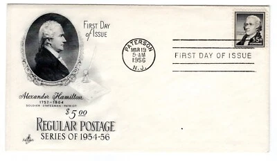 #1053 Hamilton Liberty $5 First Day Cover 1956 - Unaddressed Artcraft - Image 1 of 2