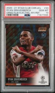 RYAN GRAVENBERCH 2020-21 Topps Stadium Club Chrome ORANGE ELECTRIC RC ROOKIE PSA - Picture 1 of 2