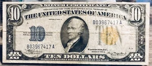 $10 SILVER CERTIFICATE 1934a NORTH AFRICA ISSUE - Picture 1 of 2