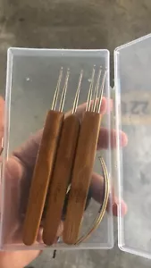 5Pcs DIY Crochet Needle Hook Bamboo Handle Dread Knit Hair Making Braiding Tool - Picture 1 of 7