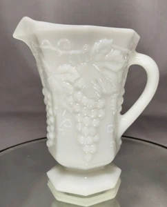 Vintage Anchor Hocking White Milk Glass Grape Pattern 20 oz Pitcher - Picture 1 of 12