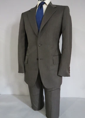 Traje John Varvatos Italia Carbón Marrón Ojo de Pájaro Lado Ventilado Frente Plano 44 R Foto 1 de 4