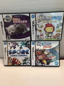 Nintendo DS Lot Of 4: Scribblenaughts, My Sims Racing, Spore Hero Arena, Kitten - Picture 1 of 17