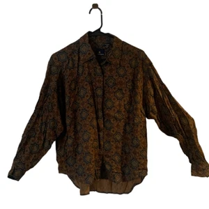 Pre Owned Women’s LizSport Liz Sport Button Up Paisley Print Shirt Sz Med - Picture 1 of 9