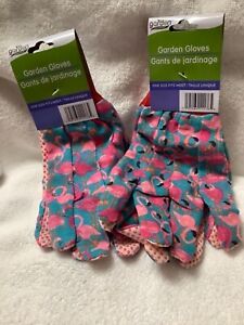 Garden Gloves Pink Flamingo Fits Ladies Small/Medium TWO Pair FREE SHIP