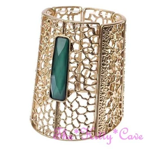 Vintage Grün & Gold Überzogen Muster Ägyptischer Pharao Cleopatra Armreif - Bild 1 von 1