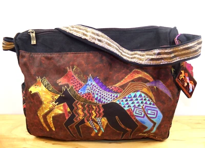 Laurel Burch Artistic Totes Wild Horses Running Native Black Shoulder Tote NWT - Image 1 of 4