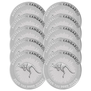 Lot of 10 - 2025 $1 Australia Silver Kangaroo 1 oz .9999 Fine BU - Picture 1 of 3