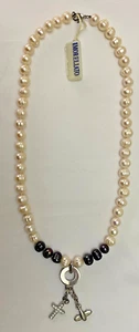 VTG Morellato Sterling Silver Necklace Pearl Cross Plane Charms Italy - Picture 1 of 16