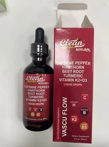 Clean Nutra Organic Cayenne Pepper Liquid Drops Supplement Vitamin D3 K2 60ml - Picture 1 of 6