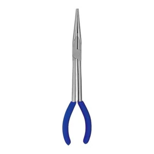 11" Inch Long Reach Pliers Straight Needle Nose Curved Handle Grip Steel Reached - Picture 1 of 3