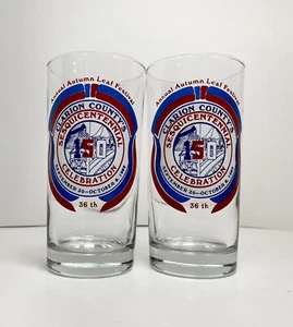 1989 Clarion Co Annual Autumn Leaf Festival 150th Celebration Souvenir Glass x 2 - Picture 1 of 7