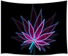 Psychedelic Cannabis Leaf Tapestry, Trippy Marijuana Weed Leaf Hippie Tapestry