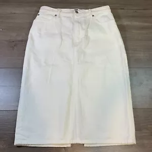 Gap Denim Jean Skirt White Women’s 30T Tall Pockets Knee Length Midi A-Line - Picture 1 of 13